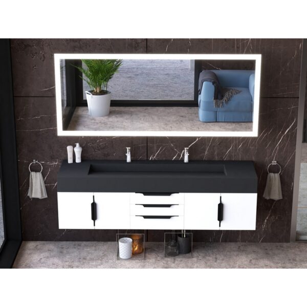 Castello USA CB-NILE-72W-SET Nile 71 3/4 Inch White Vanity Set with Top