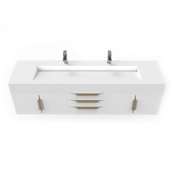 Castello USA CB-NILE-72W-SET Nile 71 3/4 Inch White Vanity Set with Top