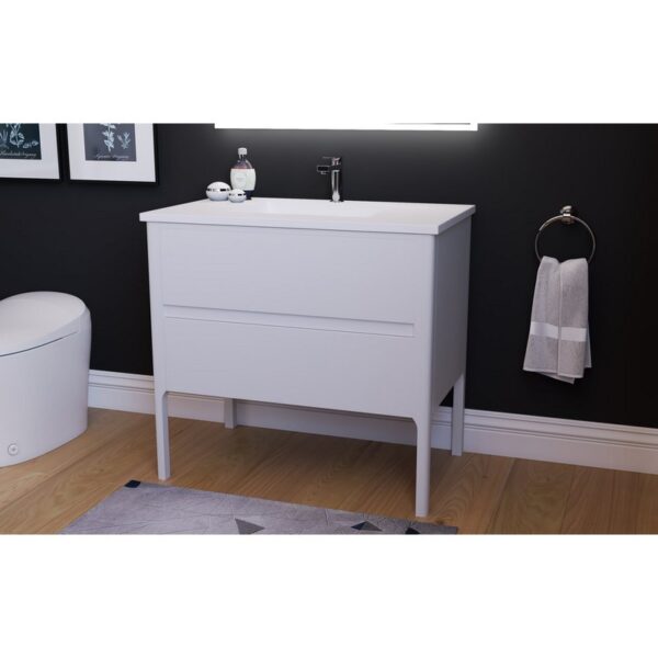 Castello USA CB-SERENA-36W-SET Serena 36 Inch White Vanity Set with Top