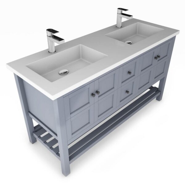 Castello USA CB-VENICE-60G-SET Venice 60 Inch Grey Vanity Set with Top