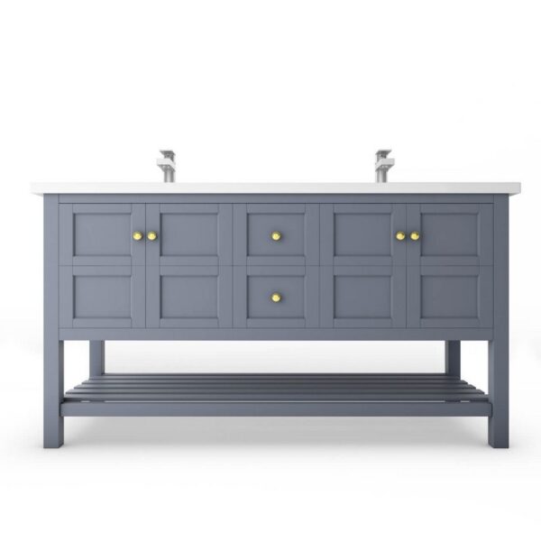 Castello USA CB-VENICE-60G-SET Venice 60 Inch Grey Vanity Set with Top