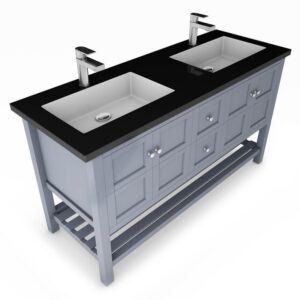 Castello USA CB-VENICE-60G-SET Venice 60 Inch Grey Vanity Set with Top