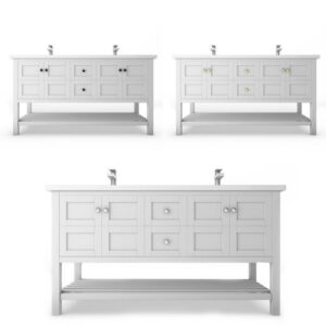 Castello USA CB-VENICE-60W-SET Venice 60 Inch White Vanity Set with Top