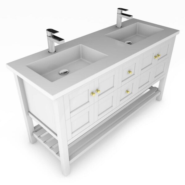 Castello USA CB-VENICE-60W-SET Venice 60 Inch White Vanity Set with Top