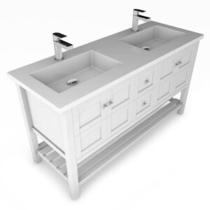 Castello USA CB-VENICE-60W-SET Venice 60 Inch White Vanity Set with Top