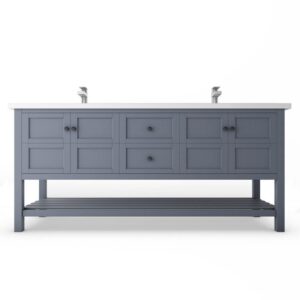 Castello USA CB-VENICE-72G-SET Venice 72 Inch Grey Vanity Set with Top