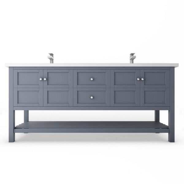 Castello USA CB-VENICE-72G-SET Venice 72 Inch Grey Vanity Set with Top