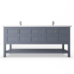 Castello USA CB-VENICE-72G-SET Venice 72 Inch Grey Vanity Set with Top