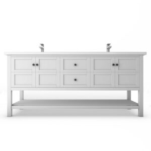 Castello USA CB-VENICE-72W-SET Venice 72 Inch White Vanity Set with Top