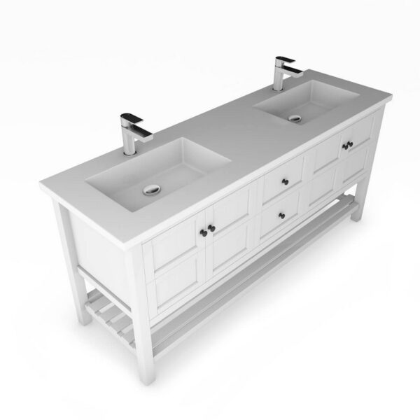 Castello USA CB-VENICE-72W-SET Venice 72 Inch White Vanity Set with Top