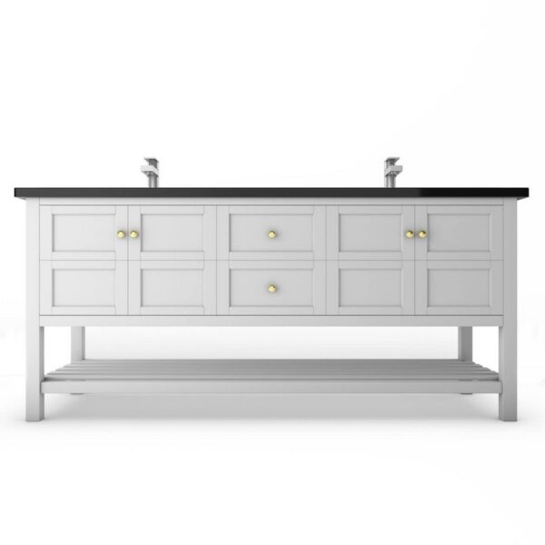 Castello USA CB-VENICE-72W-SET Venice 72 Inch White Vanity Set with Top