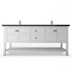 Castello USA CB-VENICE-72W-SET Venice 72 Inch White Vanity Set with Top