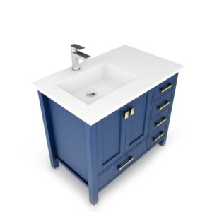 Castello USA CB-YAM-36BU-SET Yamyam 36 Inch Blue Vanity Set with Top