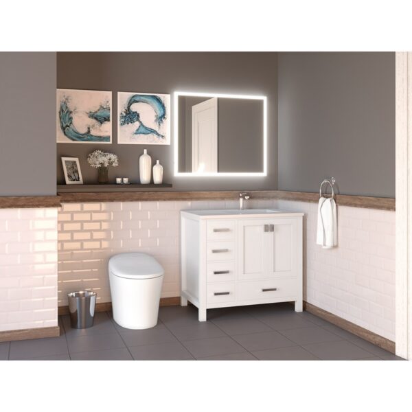 Castello USA CB-YAM-36W-R-SET Yamyam 36 Inch Right Offset White Vanity Set with Top