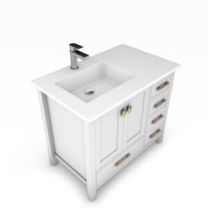 Castello USA CB-YAM-36W-SET Yamyam 36 Inch White Vanity Set with Top