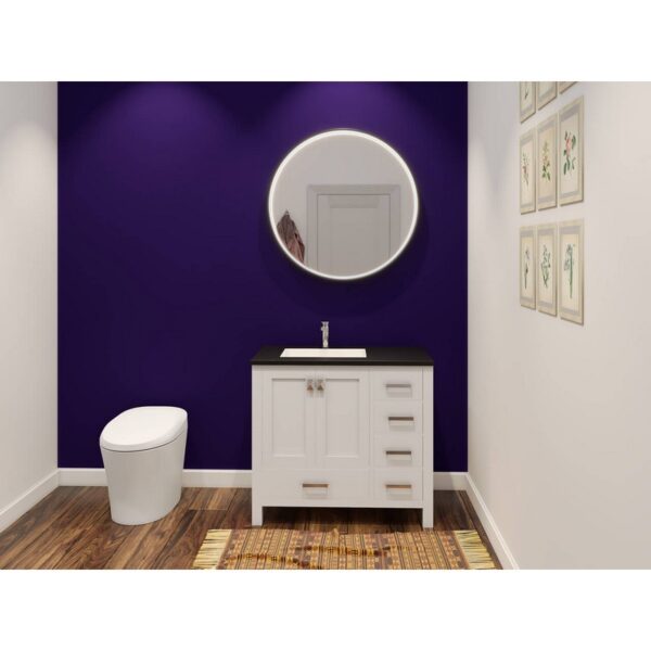 Castello USA CB-YAM-36W-SET Yamyam 36 Inch White Vanity Set with Top