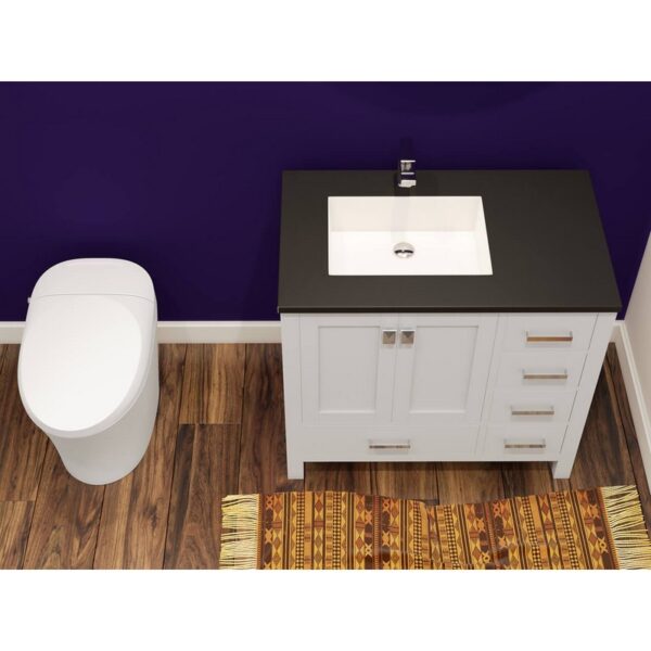 Castello USA CB-YAM-36W-SET Yamyam 36 Inch White Vanity Set with Top