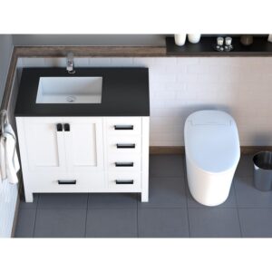 Castello USA CB-YAM-36W-SET Yamyam 36 Inch White Vanity Set with Top