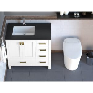 Castello USA CB-YAM-36W-SET Yamyam 36 Inch White Vanity Set with Top