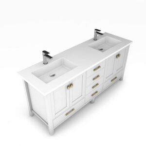 Castello USA CB-YAM-72W-SET Yamyam 72 Inch White Vanity Set with Top