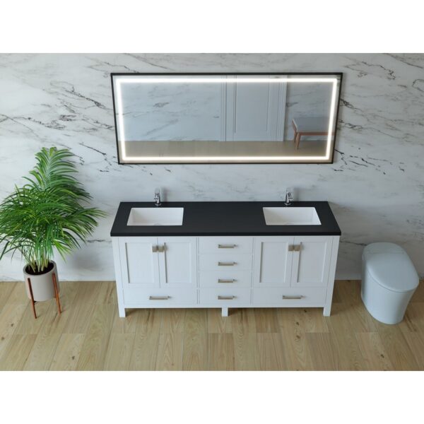 Castello USA CB-YAM-72W-SET Yamyam 72 Inch White Vanity Set with Top