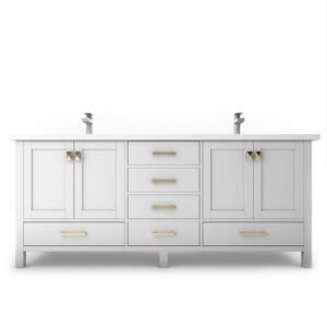 Castello USA CB-YAM-72W-SET Yamyam 72 Inch White Vanity Set with Top