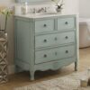 Chans Furniture HF081LB Daleville 34 Inch Distressed Blue Bathroom Sink Vanity