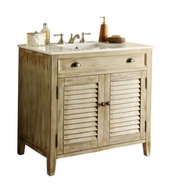 Chans Furniture CF-28324 Abbeville 36 Inch Distressed Beige Bathroom Sink Vanity