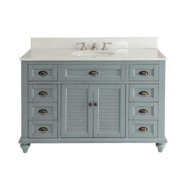 Chans Furniture CF-28328BU 49 Inches Benton Collection Vintage Cottage Glennville Single Sink Bathroom Vanity In Blue