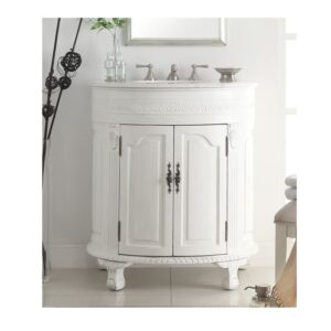 Chans Furniture CF-2869W-AW 32 Inch Benton Collection Versailles Bathroom Sink Vanity in Antique White