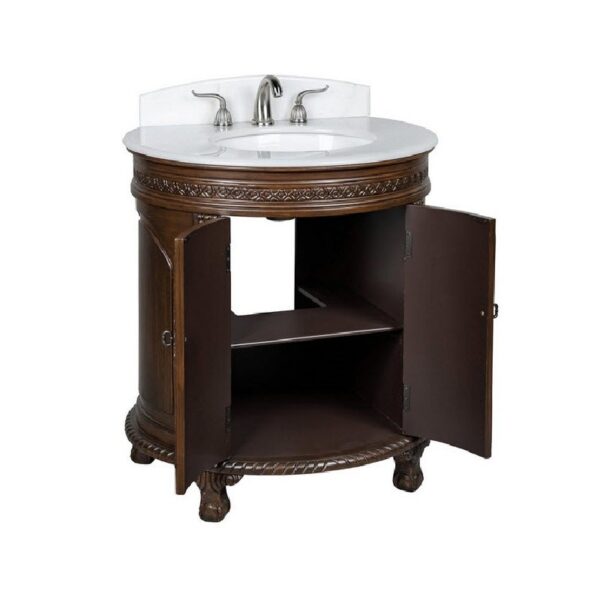 Chans Furniture CF-2869W-TK 32 Inch Benton Collection Versailles Small Colonial Bathroom Sink Vanity in Light Brown