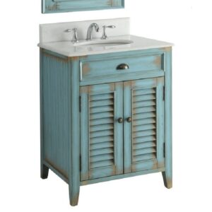 Chans Furniture CF-28883 Abbeville 26 Inch Freestanding Cottage Style Single Bathroom Vanity in Distressed Blue