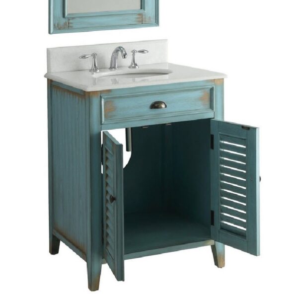 Chans Furniture CF-28883 Abbeville 26 Inch Freestanding Cottage Style Single Bathroom Vanity in Distressed Blue