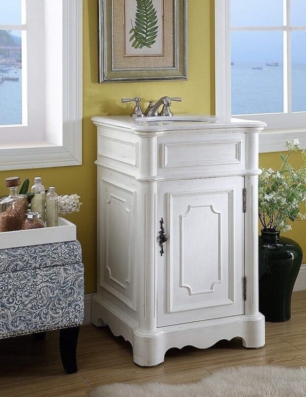 Chans Furniture CF-3006W-AW Teega 21 Inch Antique White Bathroom Sink Vanity