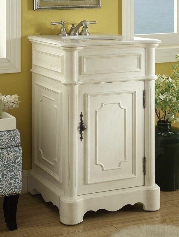 Chans Furniture CF-3006W-AW Teega 21 Inch Antique White Bathroom Sink Vanity