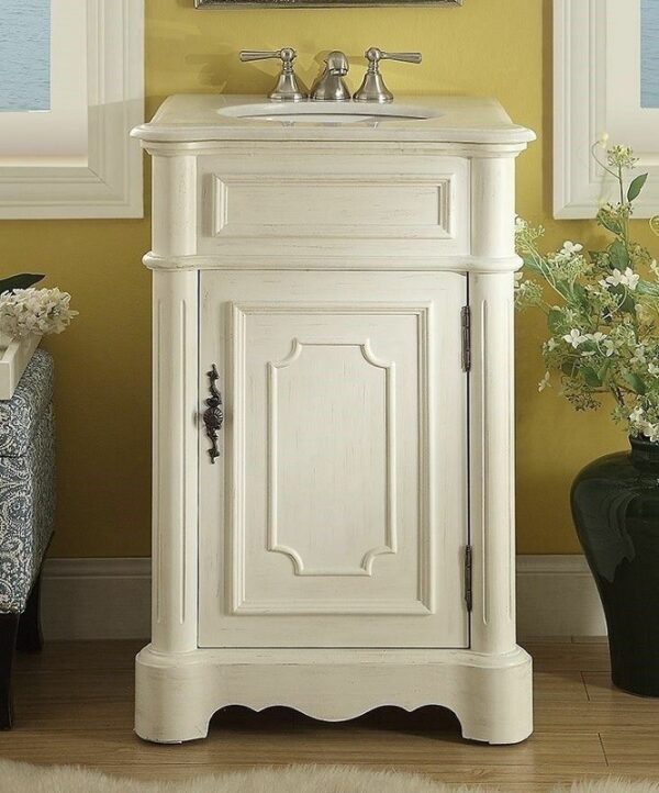 Chans Furniture CF-3006W-AW Teega 21 Inch Antique White Bathroom Sink Vanity