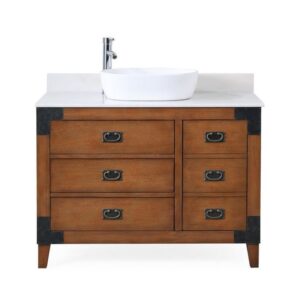 Chans Furniture CF-35542 Akira 42 Inch Bathroom Vessel Sink Vanity - Medium Brown