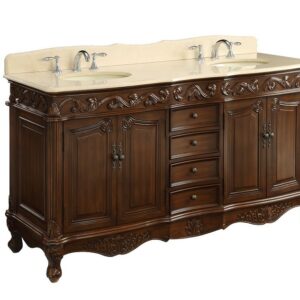 Chans Furniture CF-3882M-TK-64 Beckham 64 Inch Brown Bathroom Double Sink Vanity