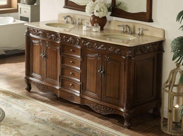 Chans Furniture CF-3882M-TK-72 Beckham 72 Inch Brown Bathroom Double Sink Vanity