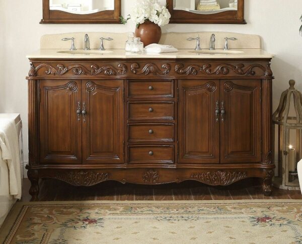 Chans Furniture CF-3882M-TK-72 Beckham 72 Inch Brown Bathroom Double Sink Vanity