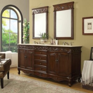 Chans Furniture CF-3882M-TK-72 Beckham 72 Inch Brown Bathroom Double Sink Vanity