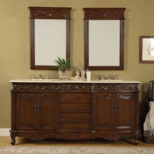 Chans Furniture CF-3882M-TK-72 Beckham 72 Inch Brown Bathroom Double Sink Vanity