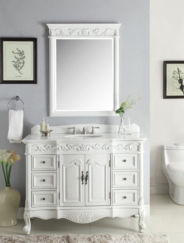 Chans Furniture CF-3882W-AW-42 Beckham 42 Inch Antique White Bathroom Sink Vanity