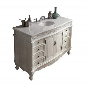 Chans Furniture CF-3882W-AW-56 Beckham 56 Inch Antique White Bathroom Sink Vanity