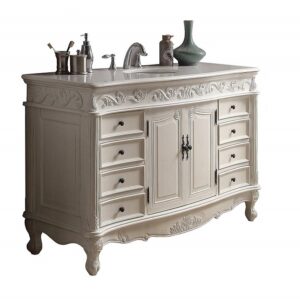 Chans Furniture CF-3882W-AW-56 Beckham 56 Inch Antique White Bathroom Sink Vanity