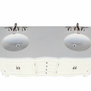 Chans Furniture CF-3882W-AW-64 Beckham 64 Inch Antique White Bathroom Double Sink Vanity