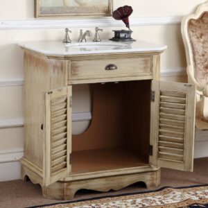 Chans Furniture CF-47524 Fairfield 32 Inch Light Distressed Beige Bathroom Sink Vanity