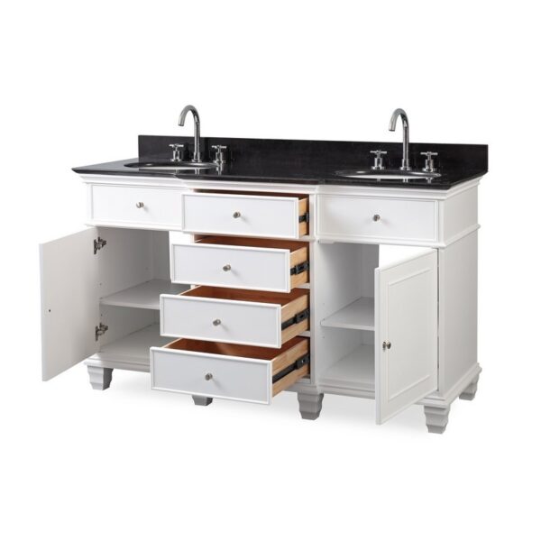 Chans Furniture GD-64601 60 Inches Comtempory Style Conduit Double Sink Single Sink Bathroom Vanity