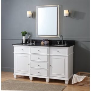 Chans Furniture GD-64601 60 Inches Comtempory Style Conduit Double Sink Single Sink Bathroom Vanity