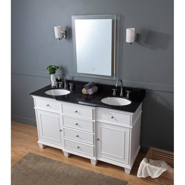 Chans Furniture GD-64601 60 Inches Comtempory Style Conduit Double Sink Single Sink Bathroom Vanity